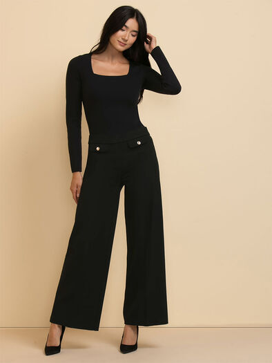 Ponte Wide Leg Pant , Black Ponte Wide Leg Pant , Black