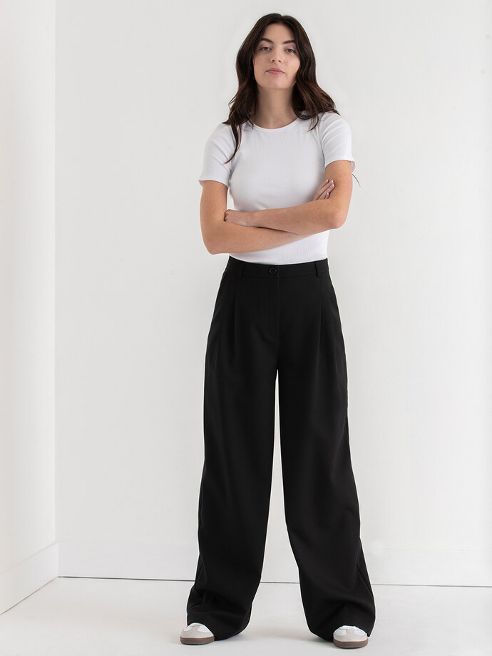 Maxwell Wide Leg Pleated Pant in Luxe Tailored Image 2