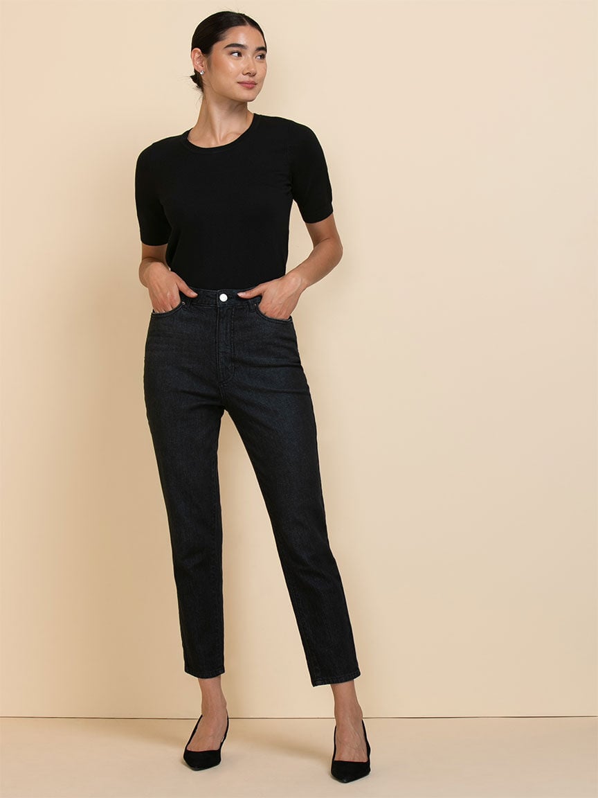 Slim black cheap mom jeans