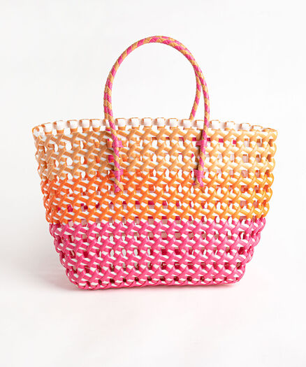 Basket Weave Tote, Ombre Pink