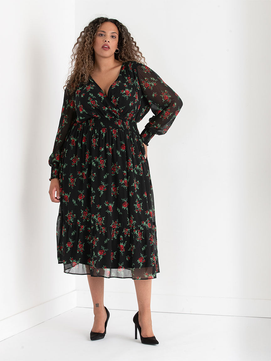 Nova Smocked Midi Dress in Chiffon | Rickis
