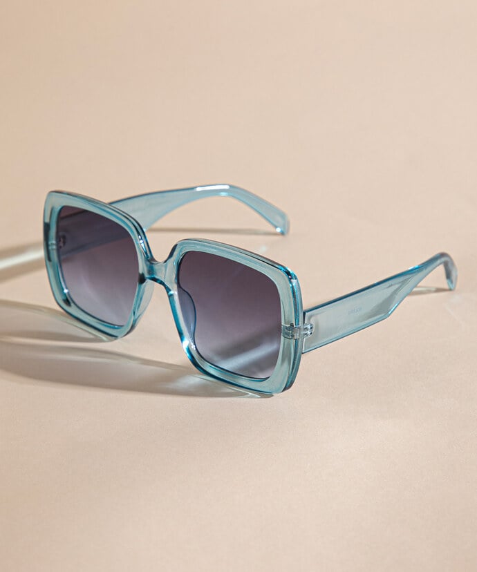 Blue Translucent Ombre Square Sunglasses Image 2
