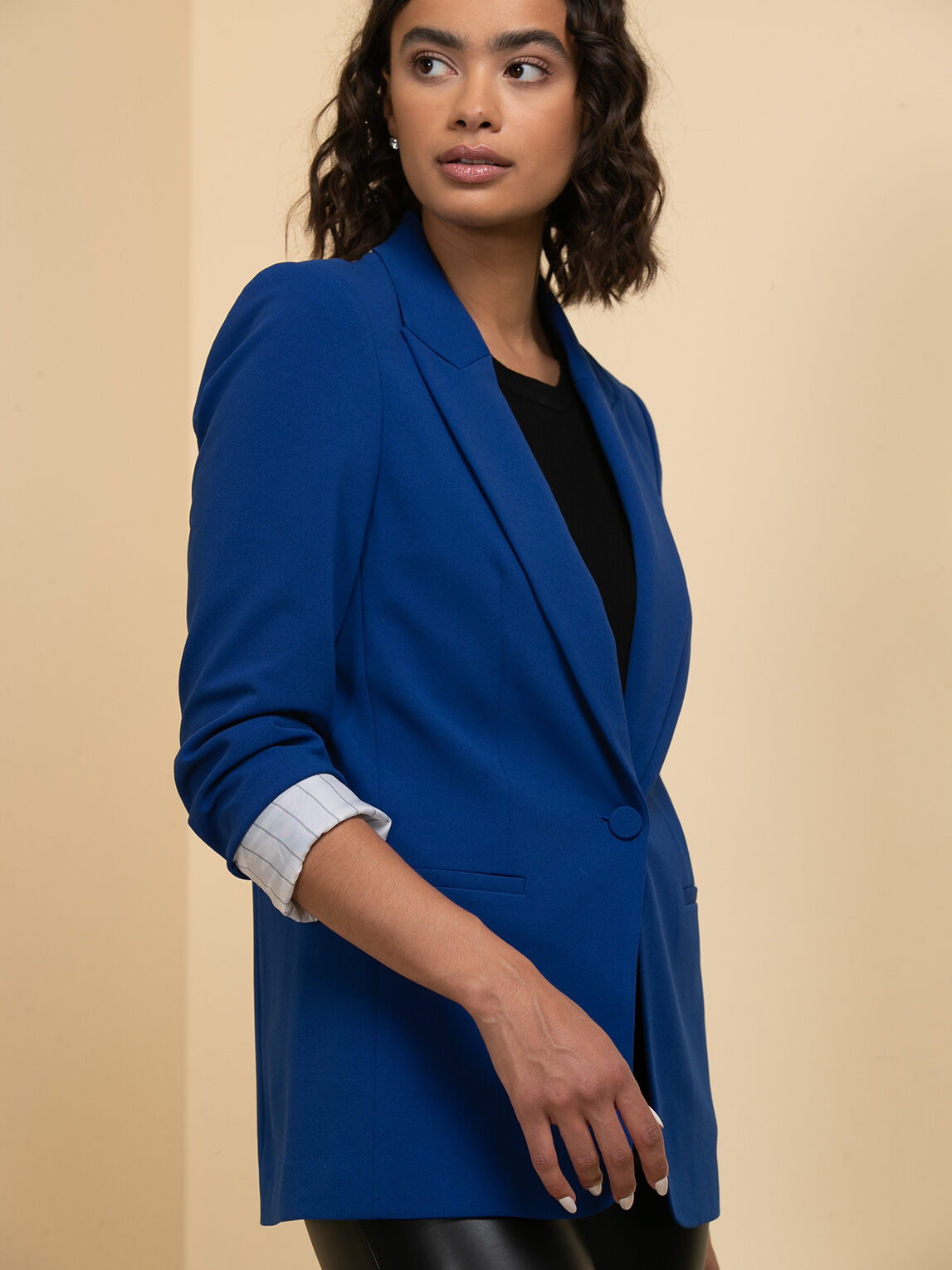 Navy crepe blazer online