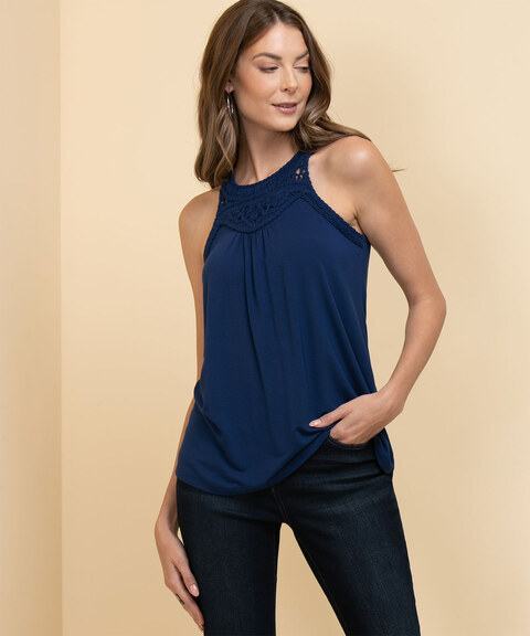 Sleeveless Top with Novelty Trim