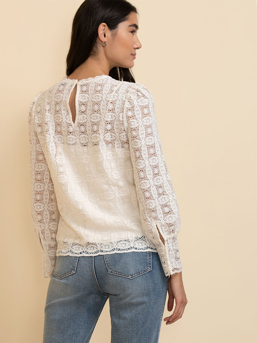 Lace tops with sleeves best sale