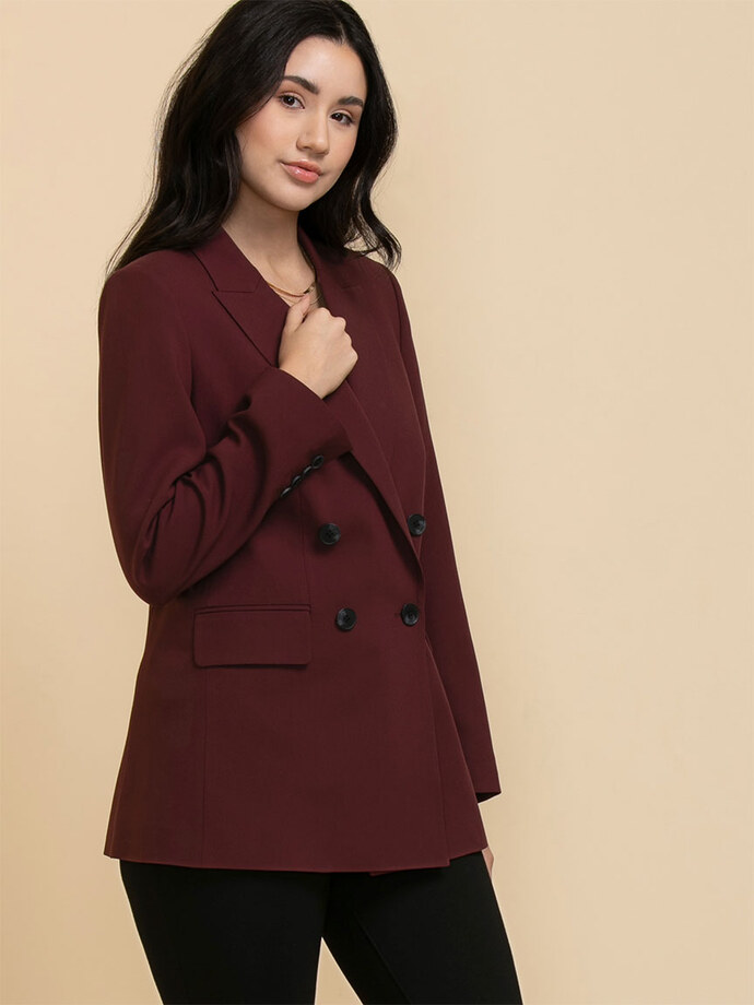 London Double Breasted Relaxed Blazer in Luxe Tailored Image 4