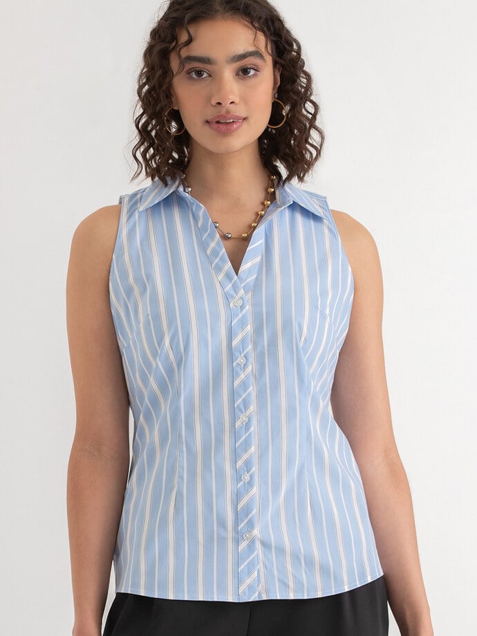 Talia Sleeveless Fitted Collar Shirt Image 4
