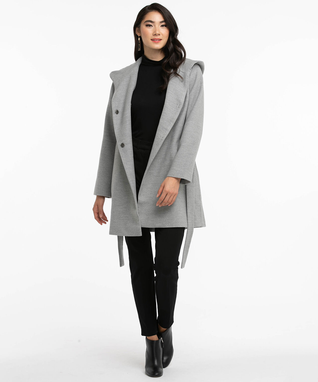 Womens hooded 2025 wrap coat