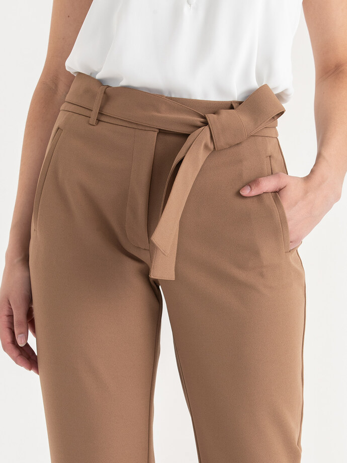 Belted Straight Crop Pant in Scuba Crepe Image 4