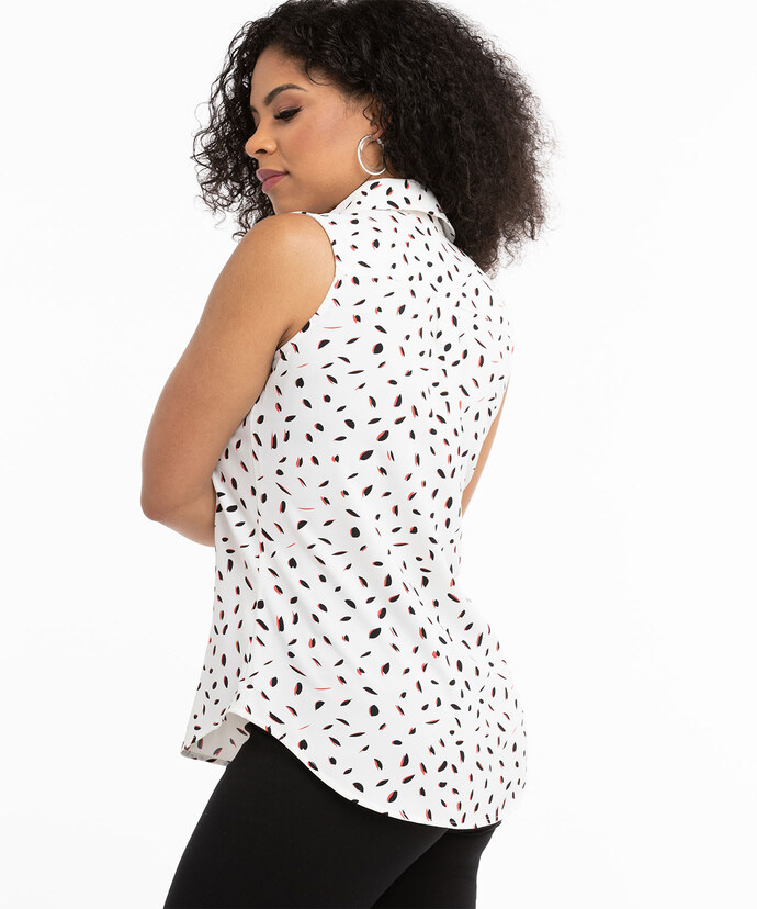 Sleeveless Button Front Collared Shirt Image 3
