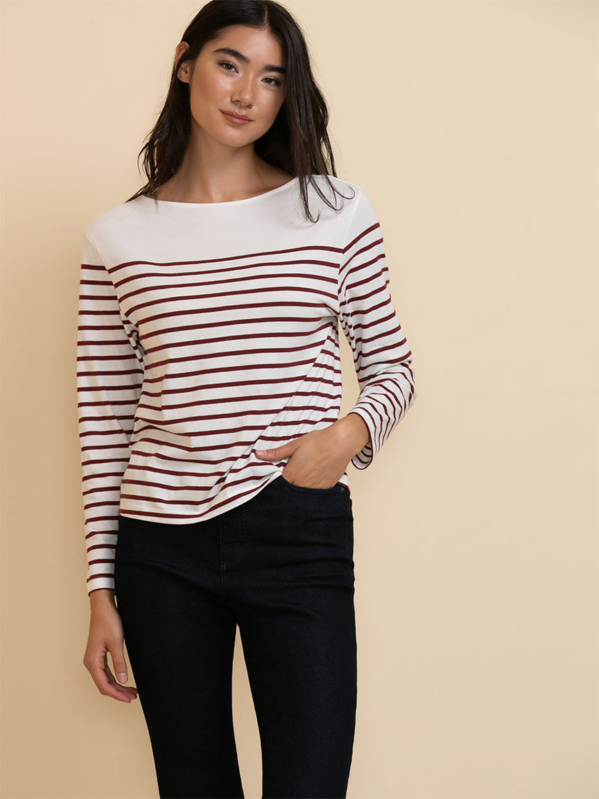 Long Sleeve Boat Neck Top | Rickis