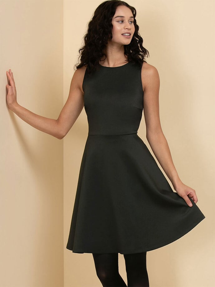 Scuba Crepe Fit & Flare Dress with Pockets Image 3