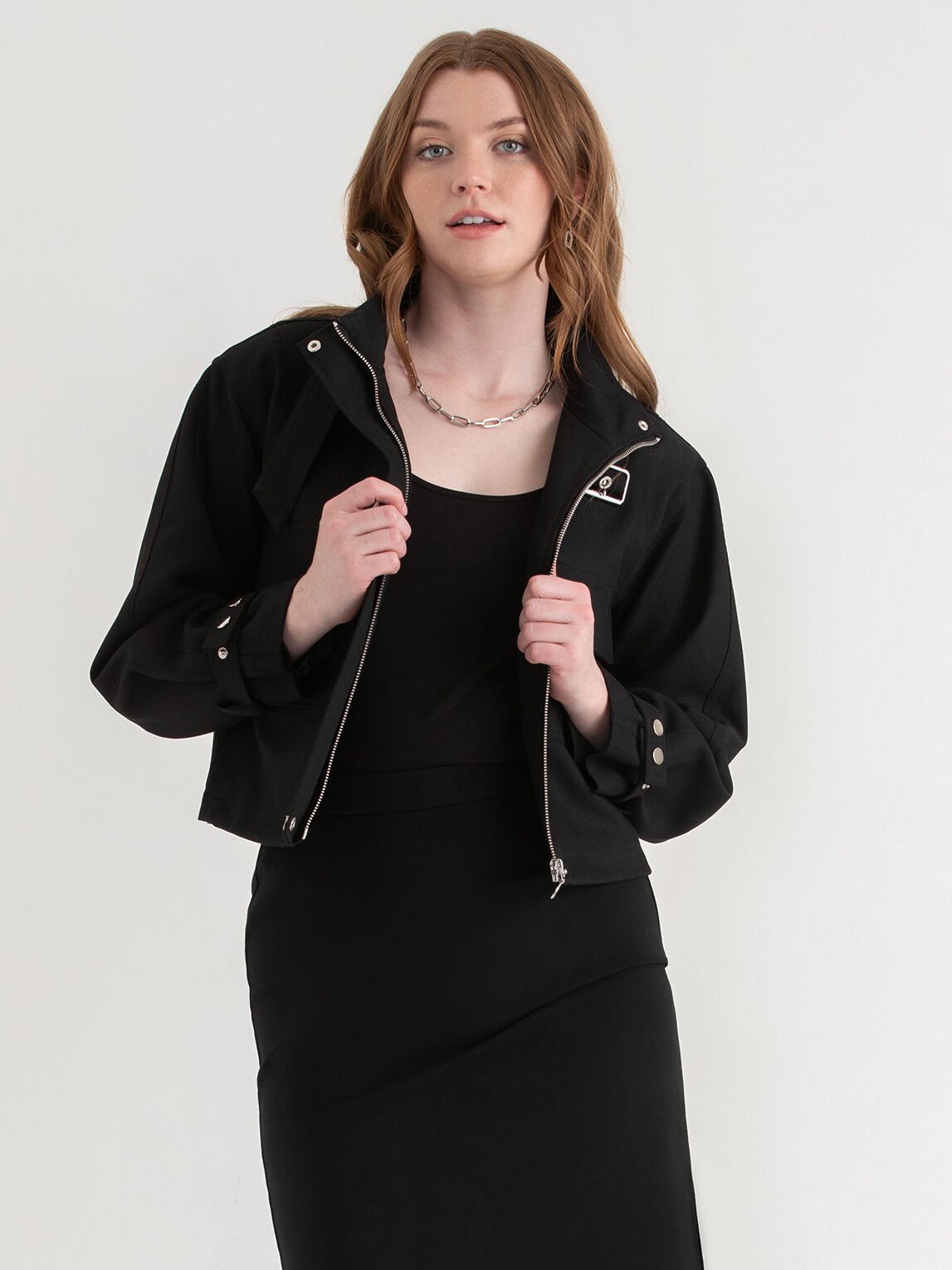 Cropped Military Style Jacket Ricki s Size XS Black Colour