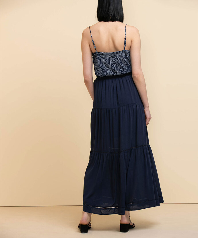 Tiered Maxi Skirt with Ladder-Trim Image 4