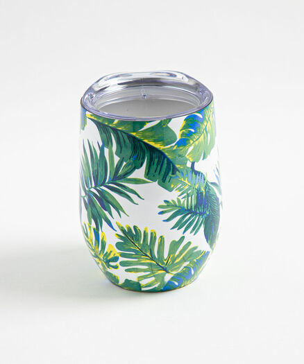 Patterned Insulated Wine Tumbler, Palm Fronds