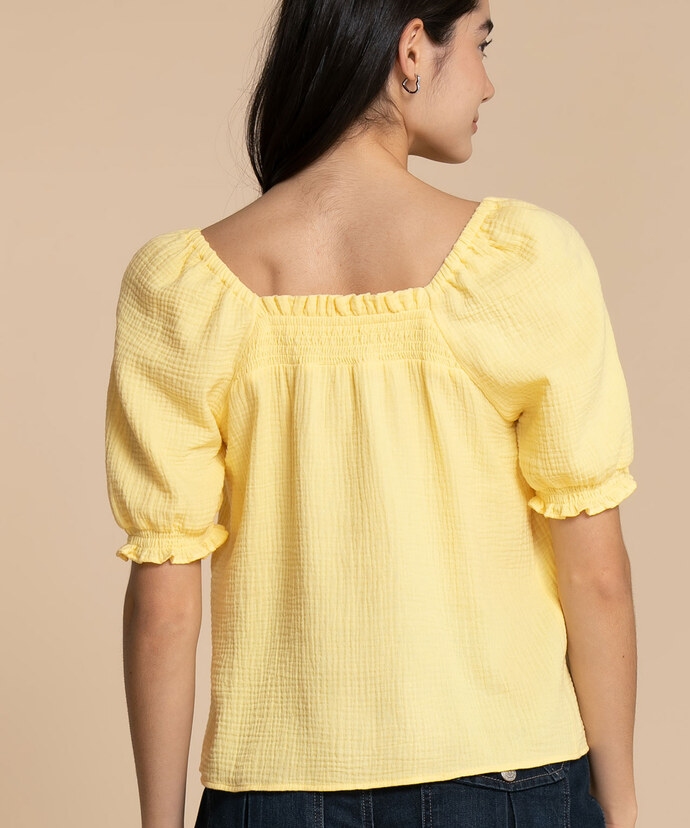 Cotton Puff-Sleeve Blouse Image 4