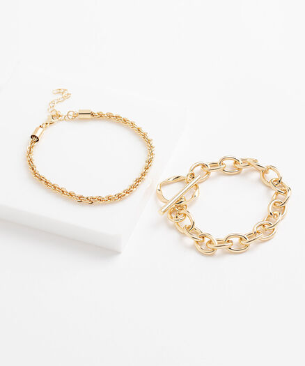 Gold Chain Bracelet 2-Pack, Gold