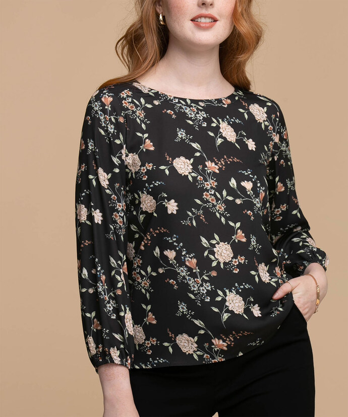 Long Puff Sleeve Scoop Neck Blouse Image 5