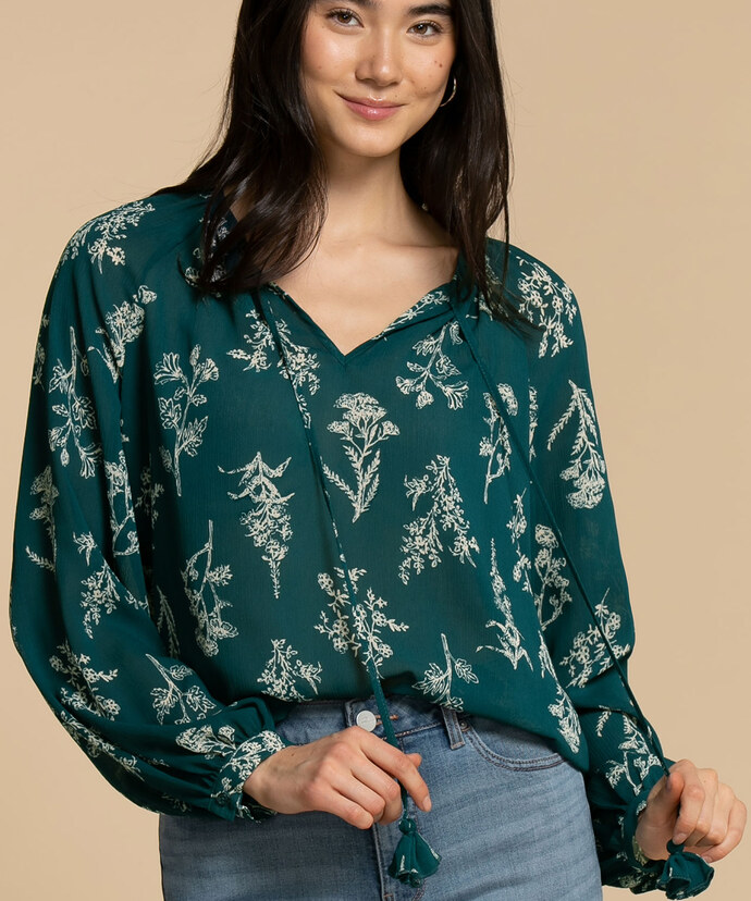 Extend Sleeve Henley Blouse Image 5