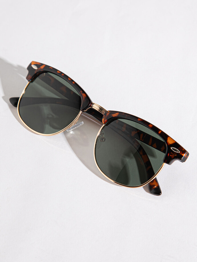 Clubmaster Frame Sunglasses with Case Image 1
