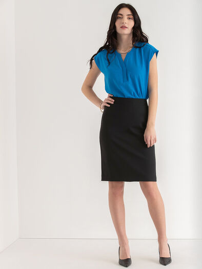 Pencil Skirt in Luxe Tailored, Jet Black