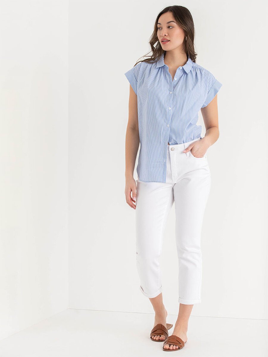 Relaxed Fit Button Up Blouse