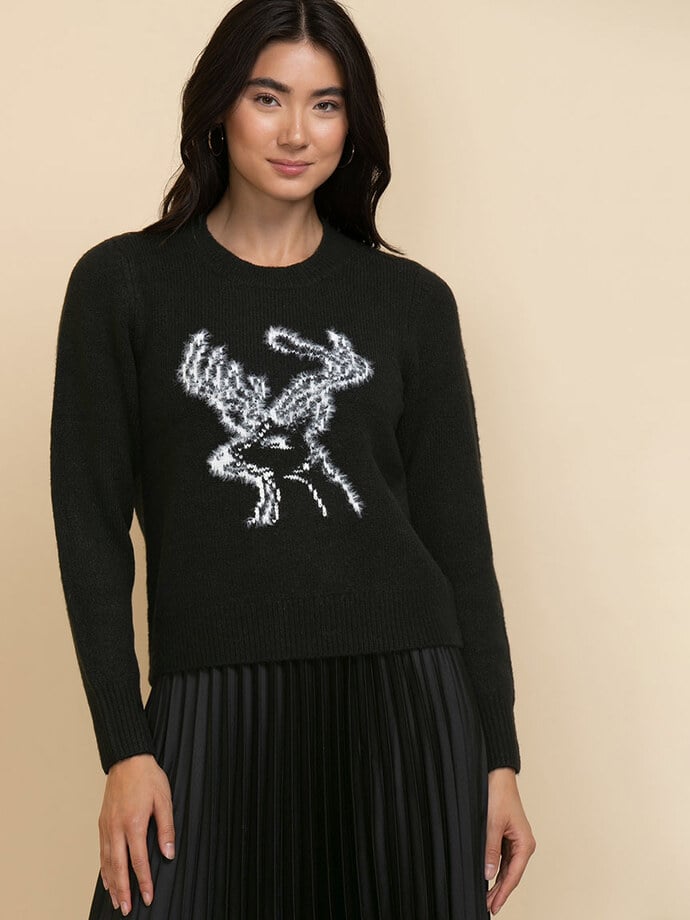 Crew Neck Mossy Reindeer Sweater Image 5