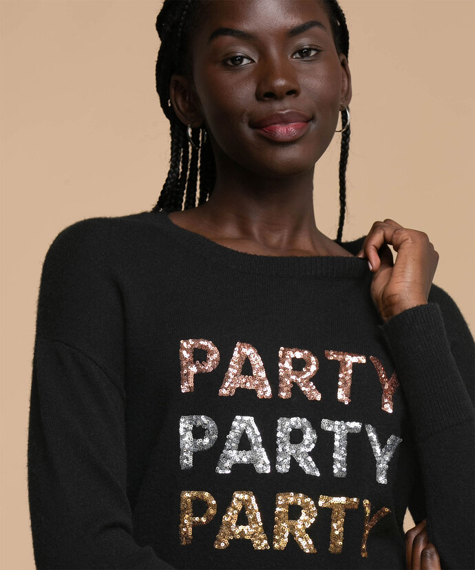 "Party Party Party" Sequin Sweater Image 2