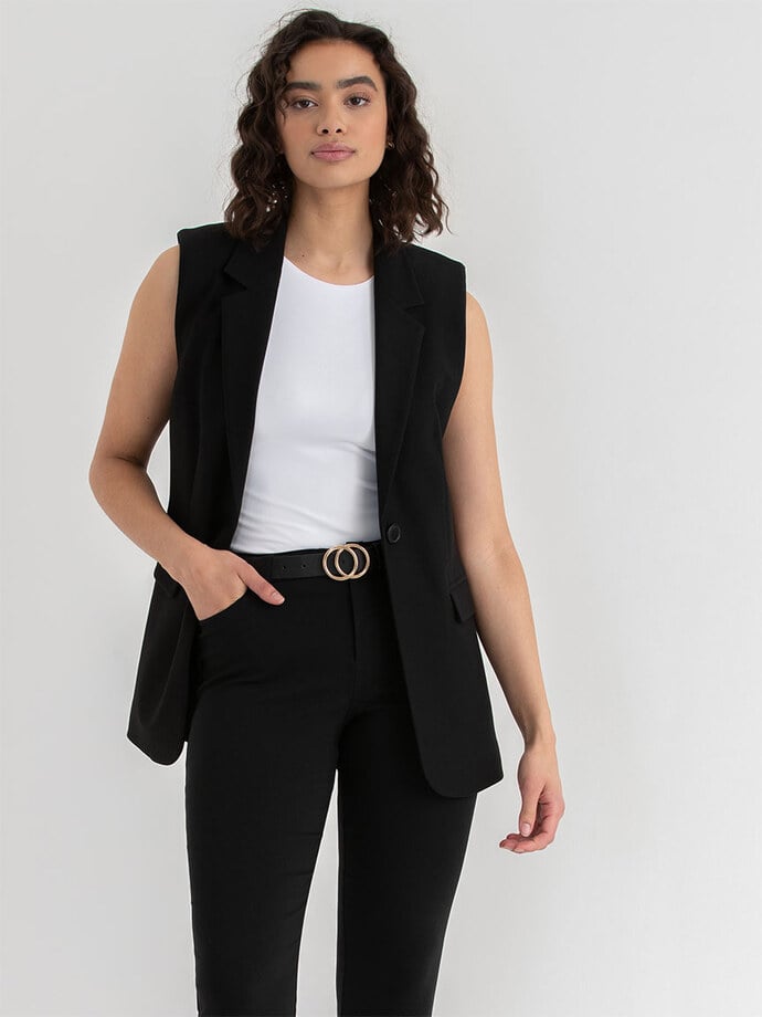 Long Vest in Luxe Ponte Image 3