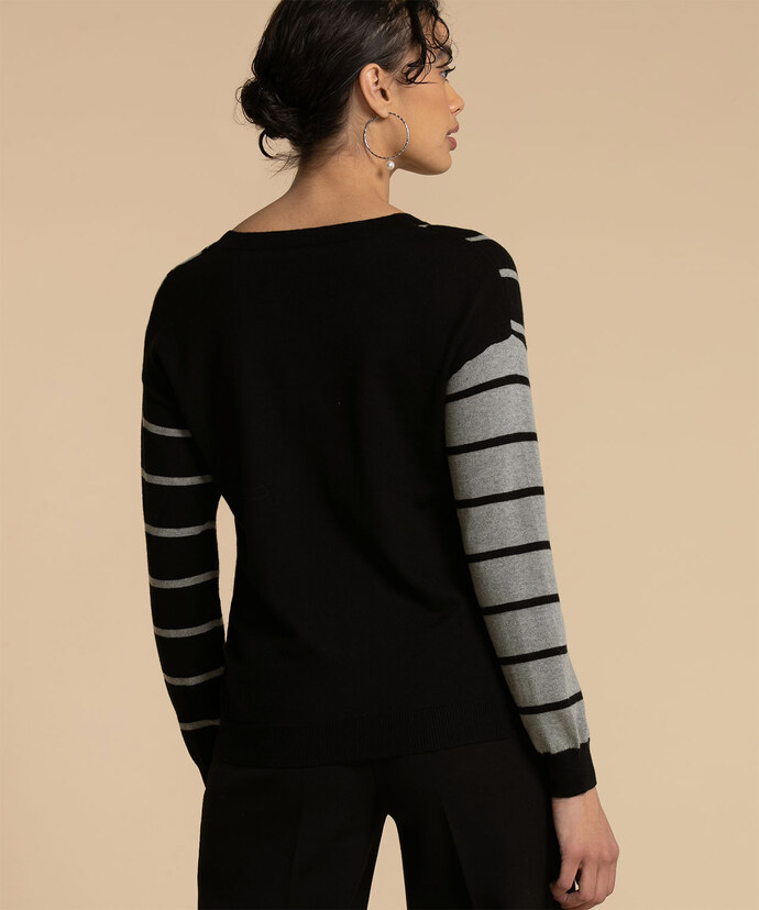 Button Cross-Over Striped Sweater Image 2