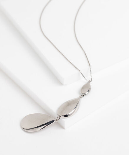Triple Teardrop Pendant Necklace, Silver