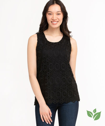 Eco-Friendly Sleeveless Crochet Top, Black