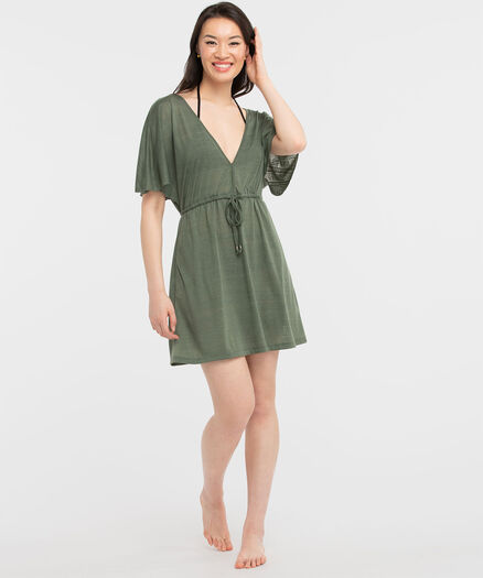 Sheer Burnout Beach Cover-Up, Olive Burnout