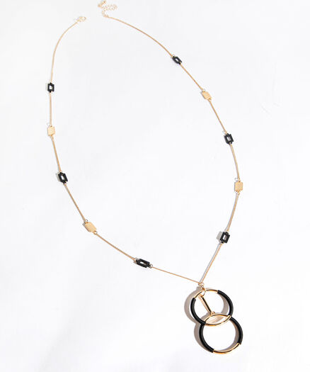 Black & Gold Circle Pendant Necklace, Gold/Black