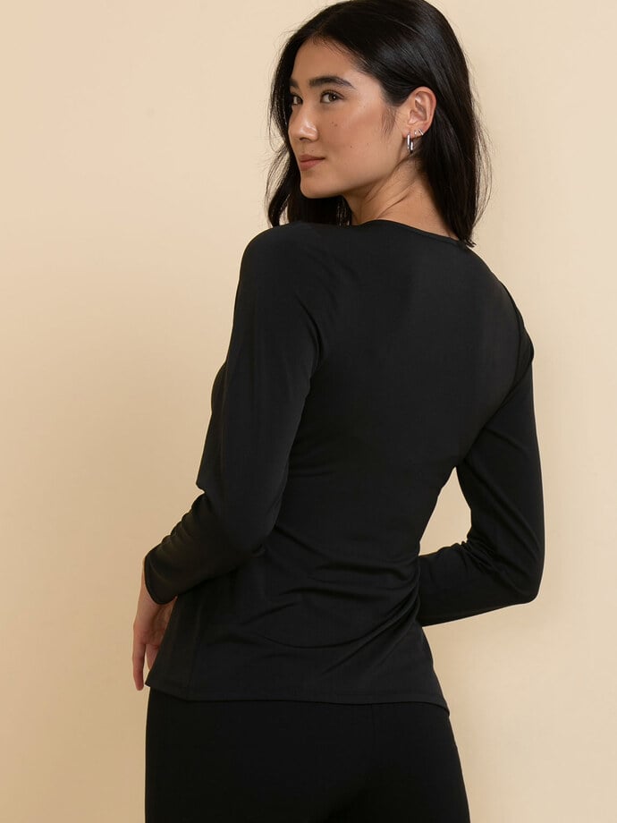 Long Sleeve Wrap Top with Ring Buckle Image 4