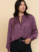 Satin Blouse with Sleeve Applique Satin Blouse with Sleeve Applique