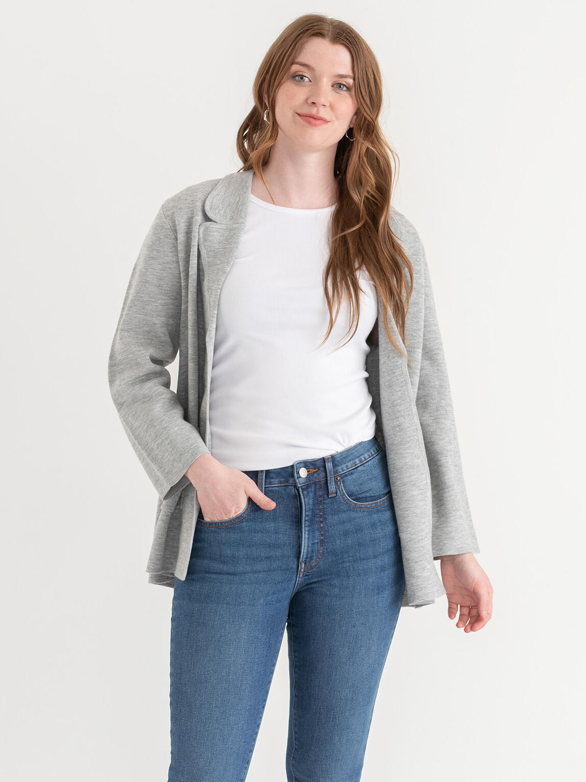 Notched Lapel Blazer Sweater Rickis