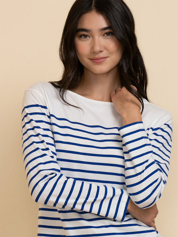 Long Sleeve Boat-Neck Top Image 4