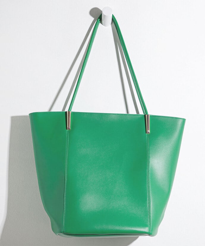 Large Green Tote Bag with Gold Accent Image 2