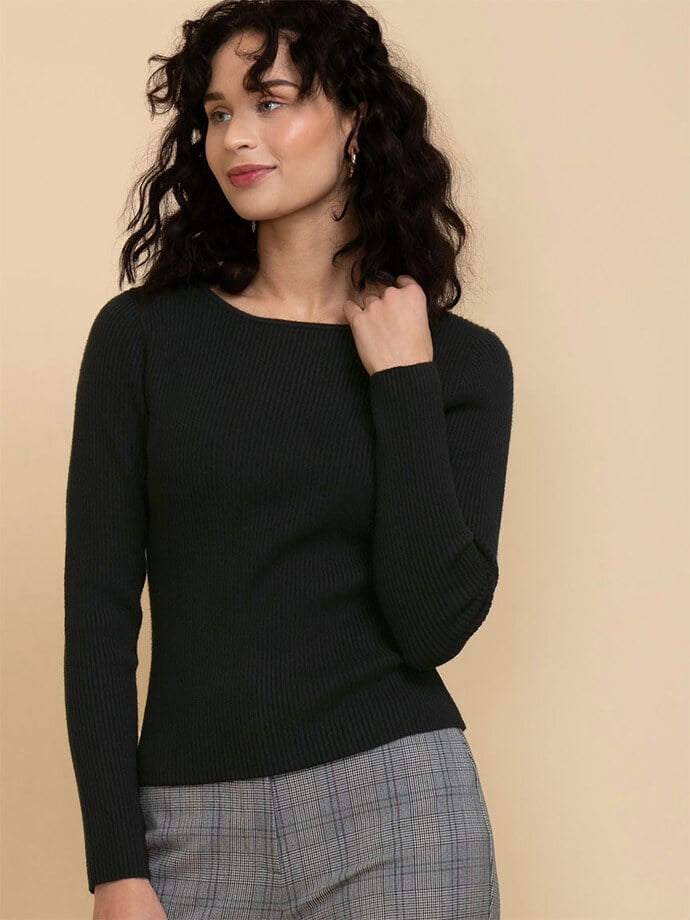 Ribbed Boat Neck Sweater Image 3