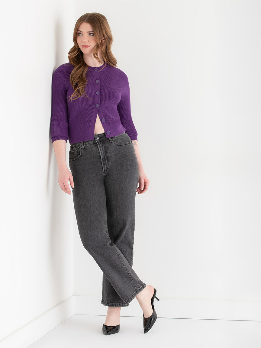Ribbed button up cardigan on sale
