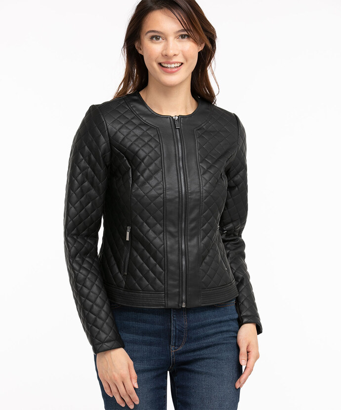 Quilted Vegan Leather Jacket Image 1