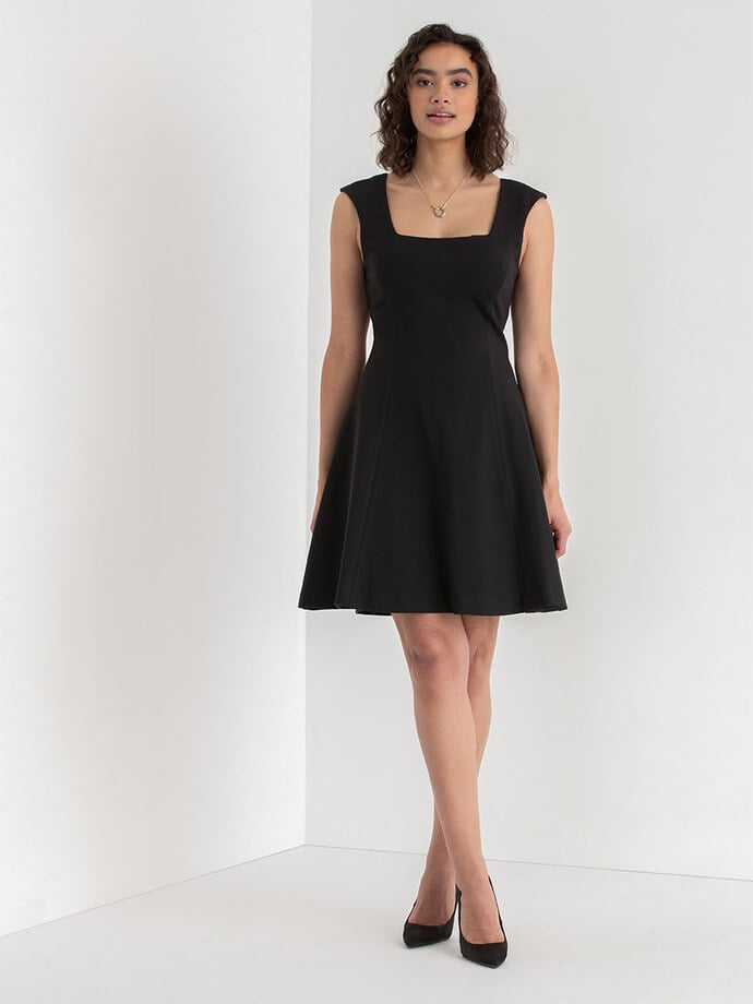 Luxe Ponte Square Neck Fit & Flare Dress Image 1