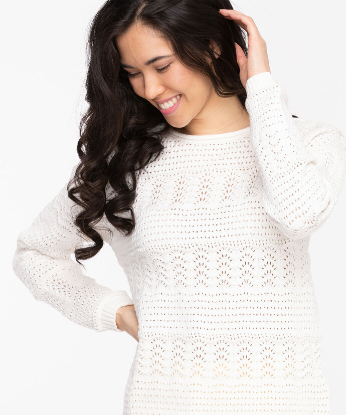Cotton Pointelle Pullover Sweater Image 4
