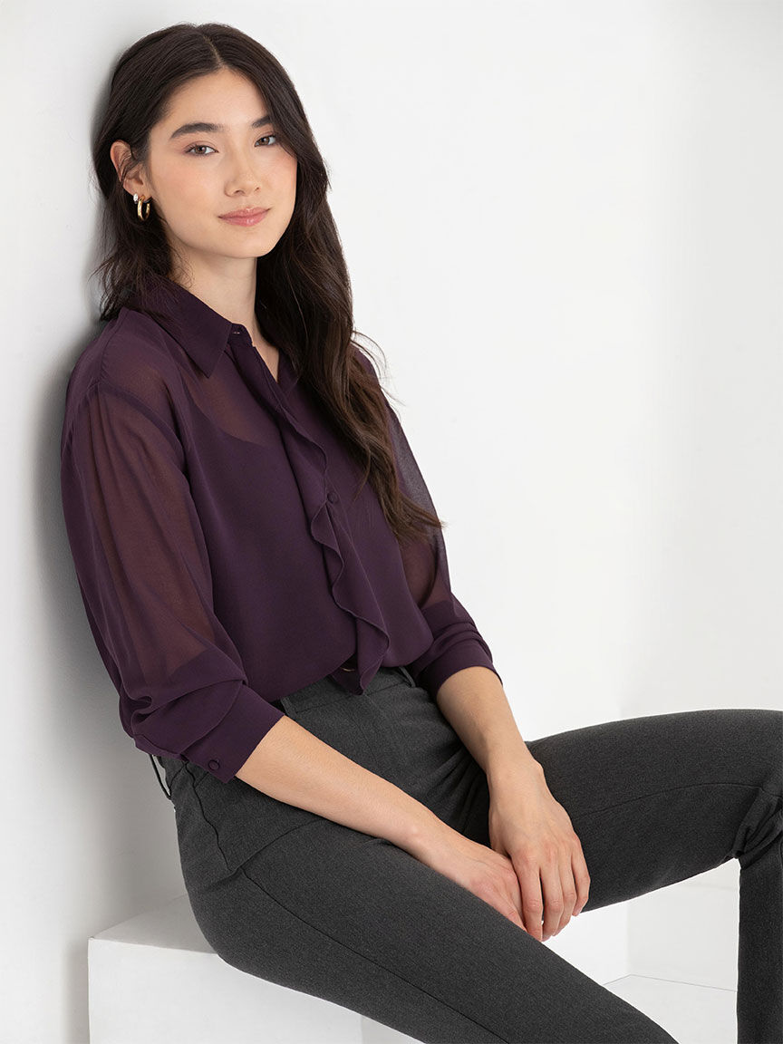 最先端 Ruffle Rickis | Blouse Sheer Placket トップス