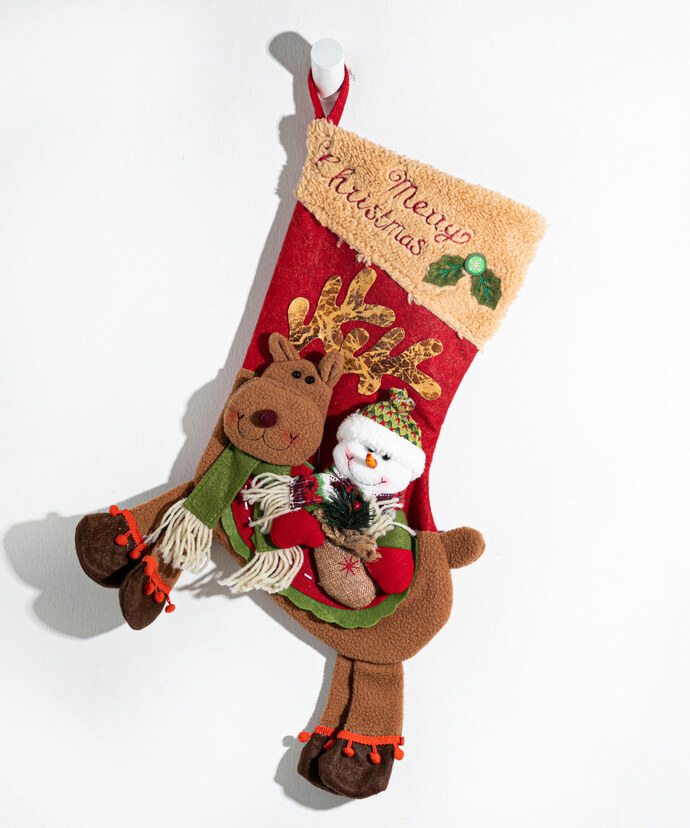 Reindeer with Snowman Stocking Image 1