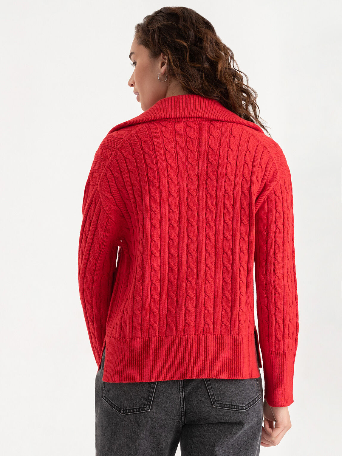 Cable Knit Zip Front Cardigan Rickis