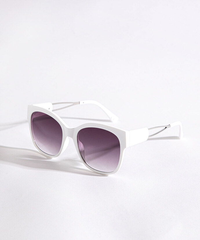 Women's Large White Round Sunglasses Image 2