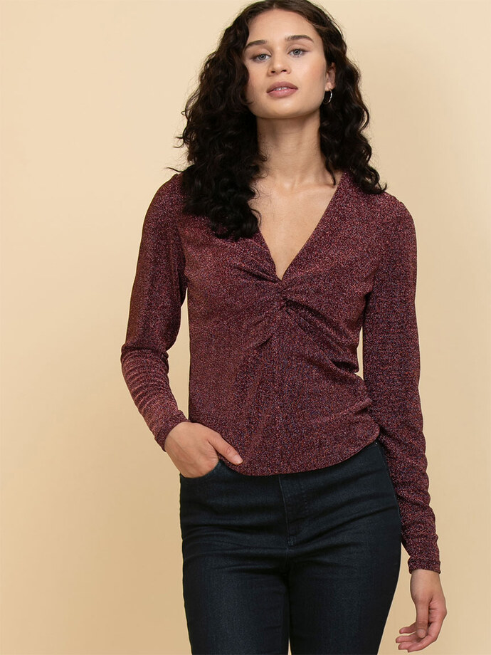 Long Sleeve Twist Front Top Image 3