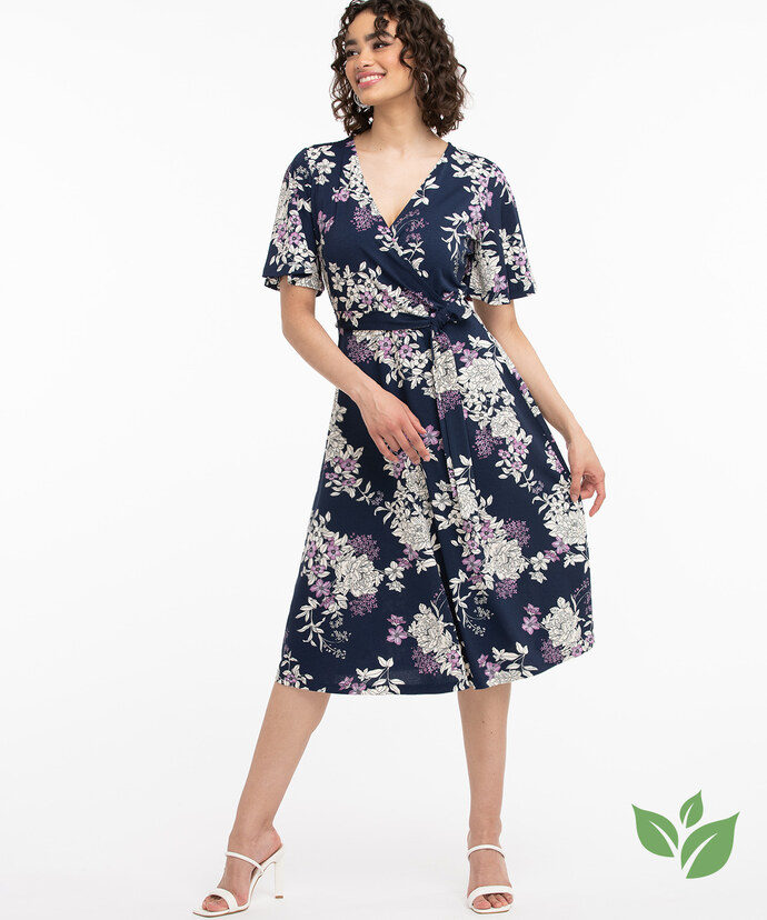 Eco-Friendly Short Sleeve Wrap Dress Image 1
